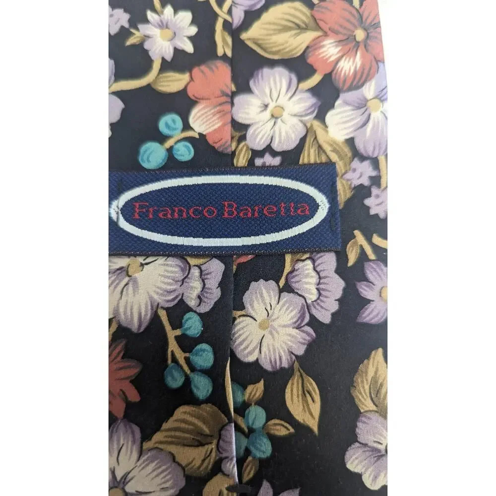 Mens Franco Baretta multi colored floral pattern dress silk tie